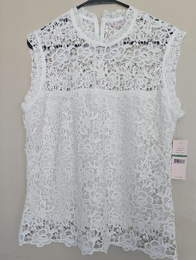 Nanette Lepore White Floral Lace Sleeveless Camisole